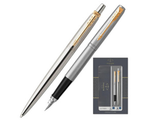 Набор письменных принадлежностей Parker Jotter Stainless Steel GT (шариковая ручка, перьевая ручка)